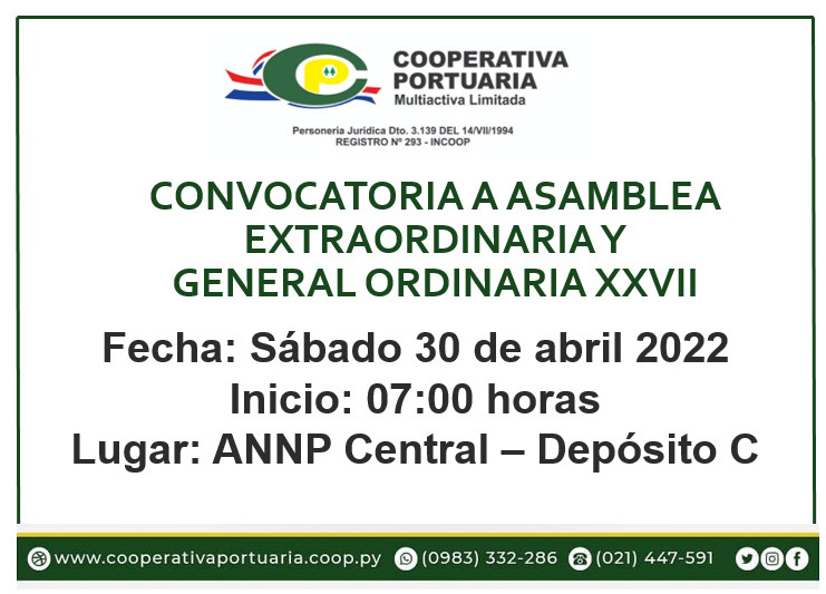 CONVOCATORIA A ASAMBLEA GRAL. ORDINARIA XXVII.